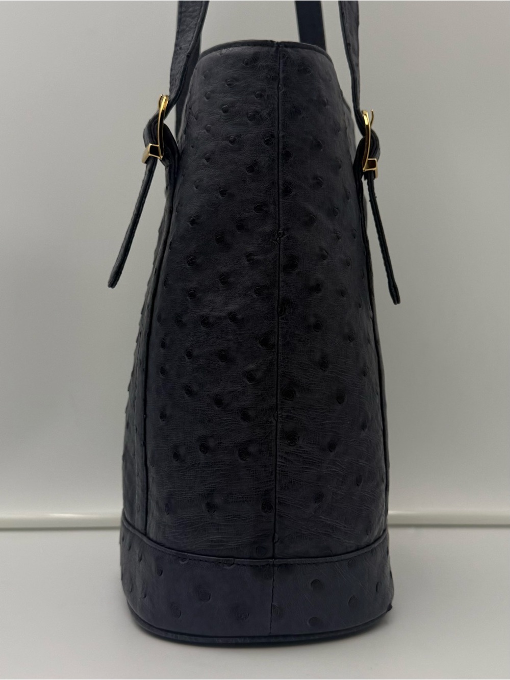 JRA • Blue Exotic Genuine OSTRICH Blue Bucket 24 Shoulder Bag - Made in JAPAN - Picture 9 of 16